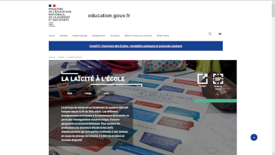 Page "Laïcité" sur le site du Ministère de l'Éducation nationale
