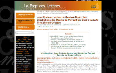 Accéder au site "La Page des Lettres" sur Jean Cocteau inspiré par Gustave Doré