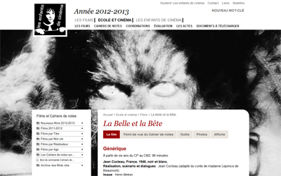 Accéder au dossier du film "La Belle et la Bête" sur le site "Enfants de Cinéma"