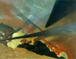 Vallotton, Félix - Verdun. Tableau de guerre interprété, projections colorées noires, bleues et rouges, terrains dévastés, nuées de gaz, 1917 {JPEG}
