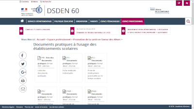 Cliquez ici pour accéder à la page "Documents pratiques à l'usage des établissements scolaires" dans la partie "Promotion de la santé en faveur des élèves" du site de la DSDEN de l'Oise